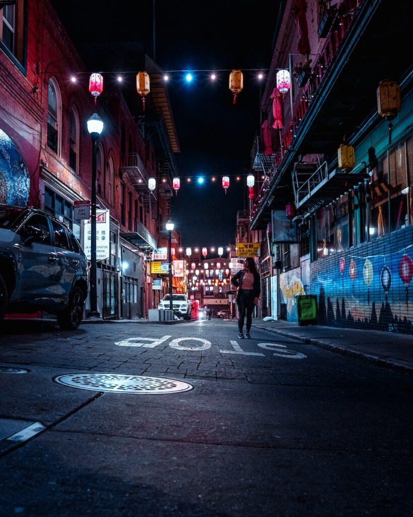 a person walking down a street